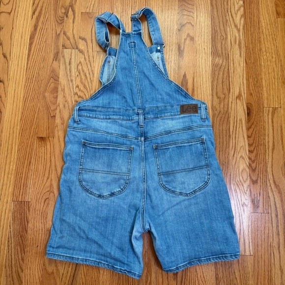 LEE Vintage 90s Y2K denim shortalls short overalls jean M - Picture 8 of 12
